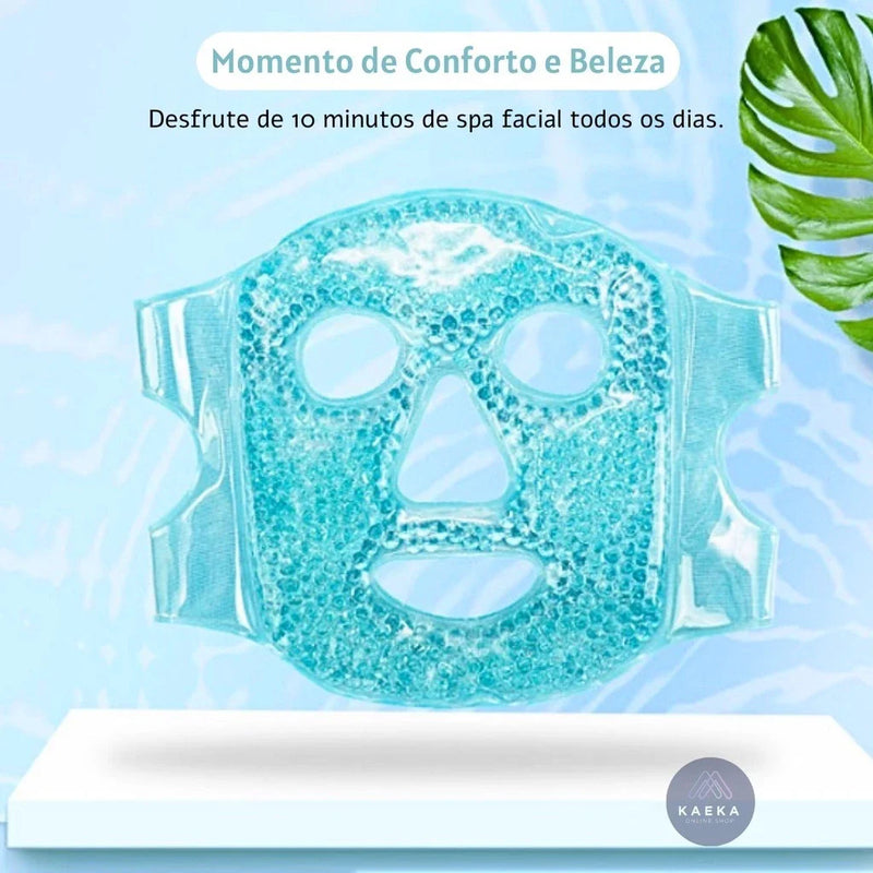 Máscara Facial Térmica Quente Fria Relaxante Em Veludo E Gel