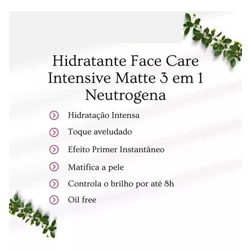 Creme Hidratante Facial Neutrogena Face Care Intensive Matte 3 em 1 100g